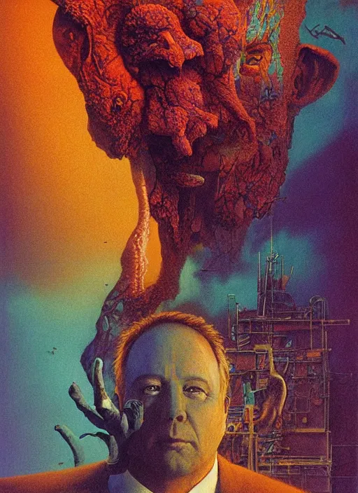 Image similar to alex jones by lisa frank and zdzislaw beksinski