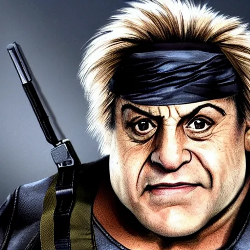 Image similar to danny devito as solid snake from metal gear solid