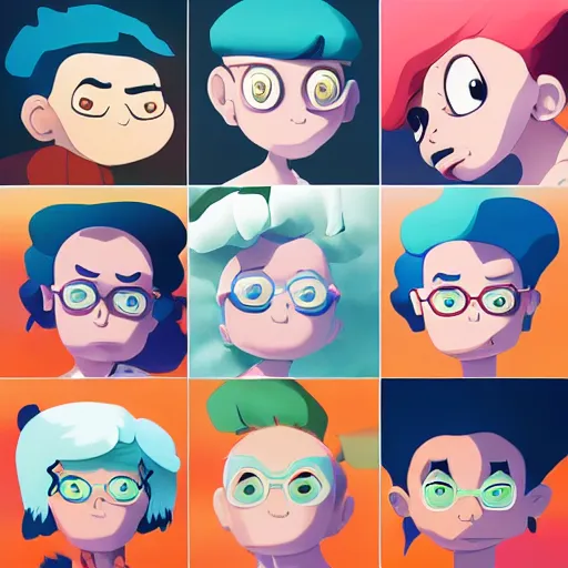 Image similar to face icon stylized minimalist rugrats, loftis, cory behance hd by jesper ejsing, by rhads, makoto shinkai and lois van baarle, ilya kuvshinov, rossdraws global illumination