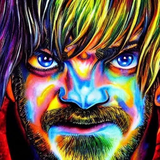 Image similar to shaggy as the most powerful human being on earth, epic painting