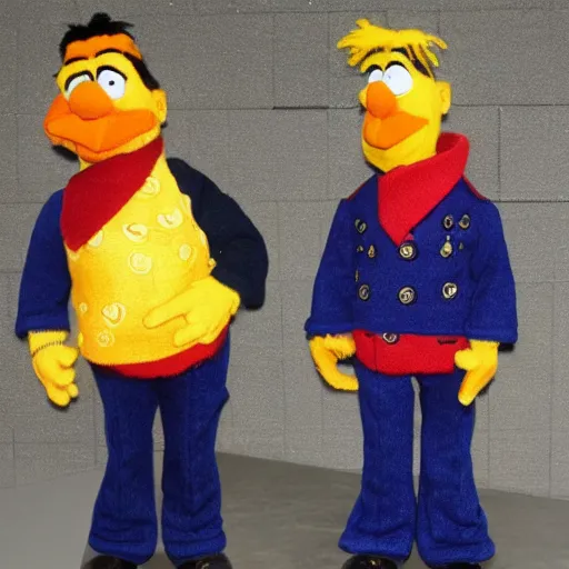 Image similar to bert & ernie as community college professors wearing leather elbow patch blazers