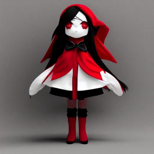 Prompt: cute fumo plush of a vampire girl, lord of the manor, black and white, red cape, vray