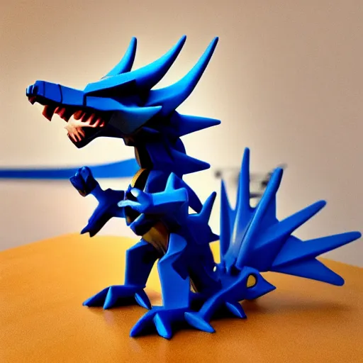 Image similar to Dialga the Pokémon, mini figure, photo, trending on artstation