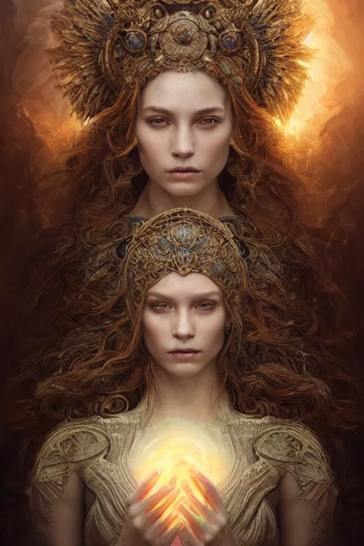 Image similar to majestic and regal portrait of a beautiful young female earth goddess!!, intricate, epic, elegant, menacing, fantasy, highly detailed, digital painting, hard focus, beautiful volumetric lighting, epic light, ultra detailed, souls, smoke, by leesha hannigan, ross tran, thierry doizon, kai carpenter, ignacio fernandez rios