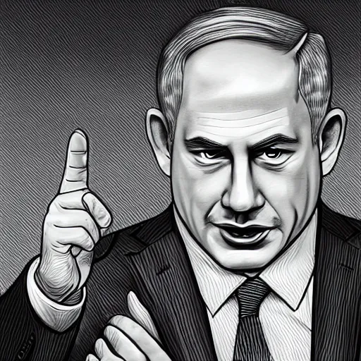 Prompt: Benjamin netanyahu GTA loading screen illustration