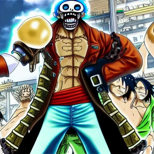 Prompt: photo of franky the cyborg from one piece, photorealistic