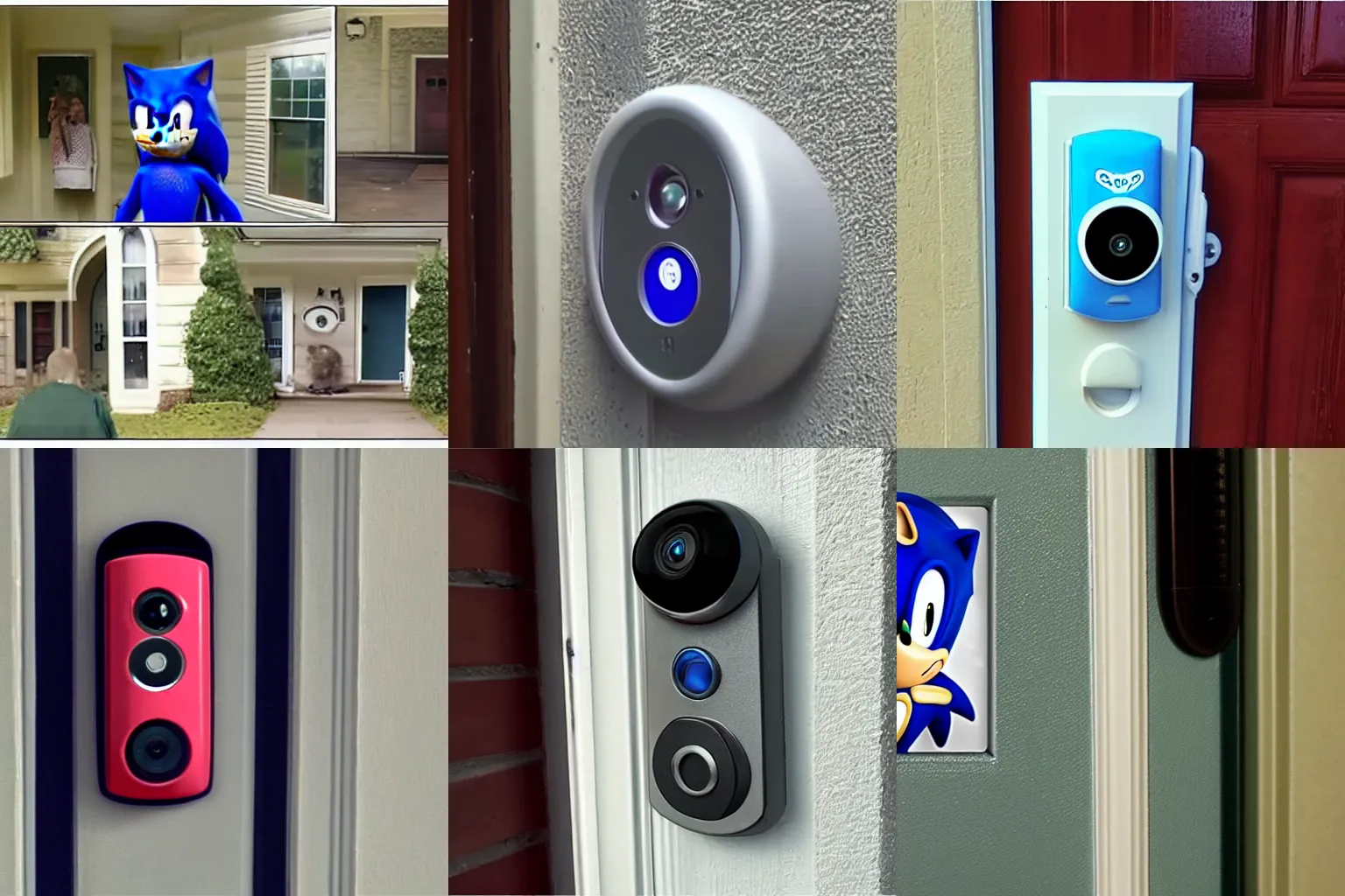 Prompt: sonic on ring doorbell footage creepy