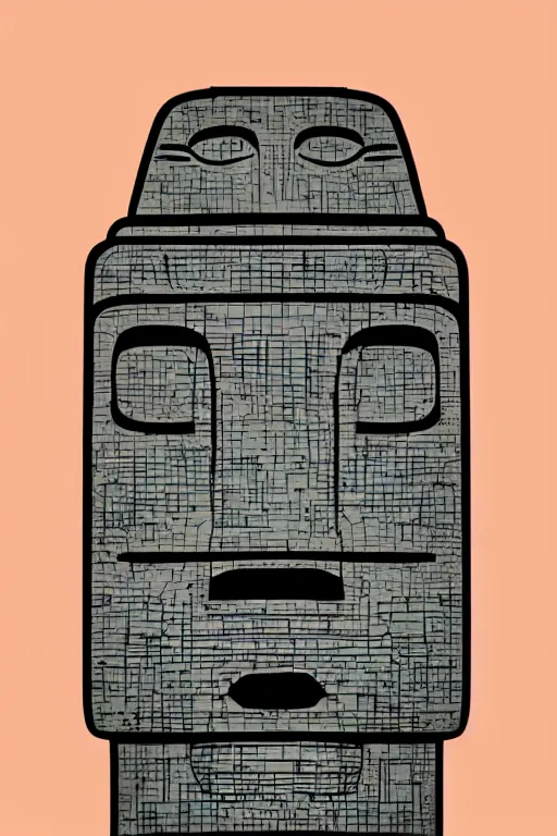 Image similar to abstract moai statue geometric cutout digital illustration cartoon colorful beeple