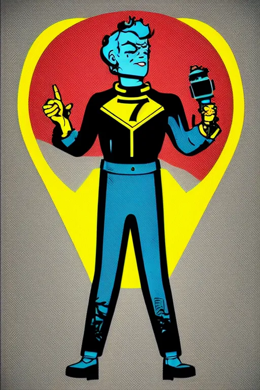 Image similar to fallout 7 6 retro futurist illustration art by butcher billy, sticker, colorful, illustration, highly detailed, simple, smooth and clean vector curves, no jagged lines, vector art, smooth andy warhol style