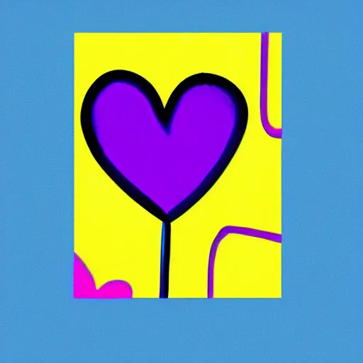 Prompt: a heart made of blue pink and purple stripes in a pop art style, digital art, trending on art station, brush strokes, medium tones