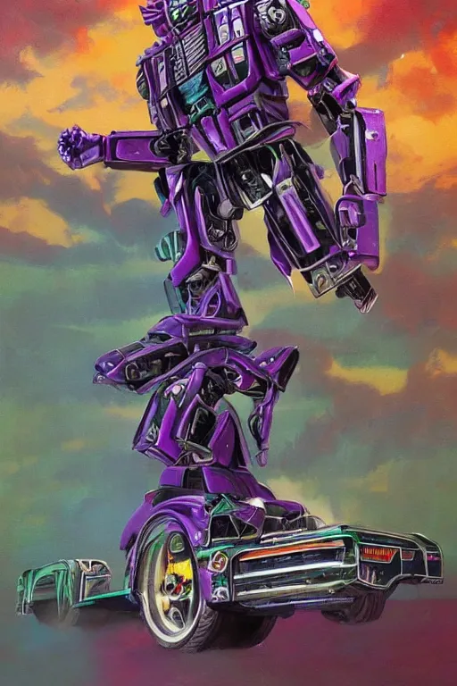 Image similar to portrait of cowboy johnny cash as purple green optimus prime from transformers surfing tonic fluid on guitar zord ufo hoverboard, intricate, highly detailed, smooth, artstation, digital illustration by Lisa Frank and Ruan Jia and Mandy Jurgens and Artgerm and Wayne Barlowe and Greg Rutkowski and Zdislav Beksinski