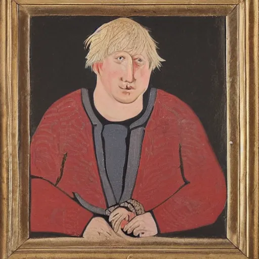 Prompt: a detailed painting of boris johnson as a peasant in 1 2 th century england, exhibited in the british museum, oil on canvas, traditional art, painting
