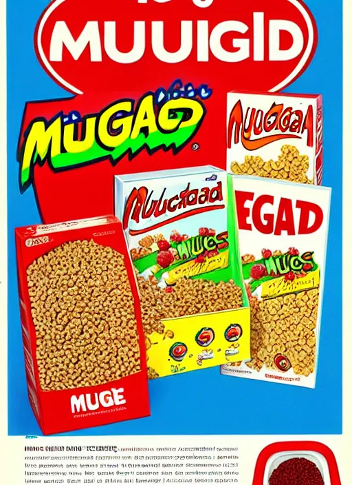 Prompt: an ad for mutagenic cereal, 1 9 9 6, product photography, hq