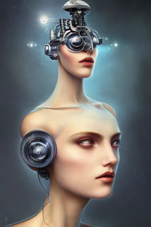 Image similar to a beautiful ultra detailed fine art portrait of a futuristic cyborg wearing a graduation hat, by tom bagshaw and anna dittman, studio lighting, golden ratio composition, 3 5 mm lens, cybernetic scifi, deep depth of field, artstation, 8 k