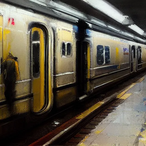 Image similar to toronto ttc subway painting by jeremy mann