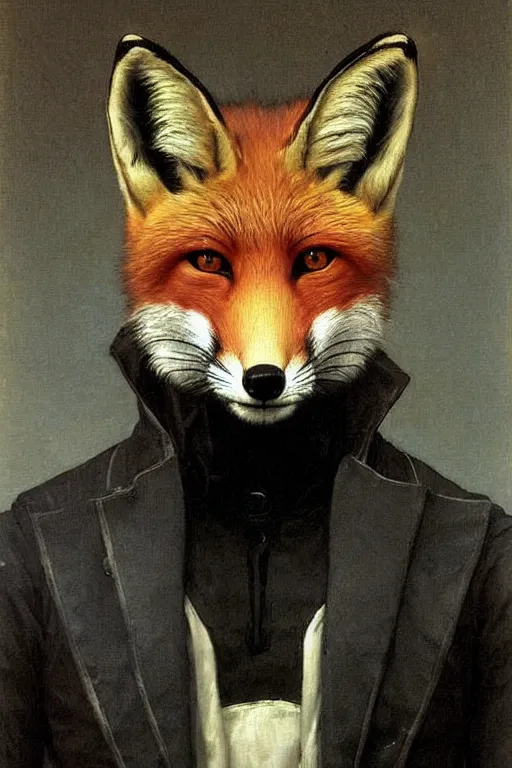 Prompt: portrait of a fox kamen rider rx, majestic, solemn, by bouguereau