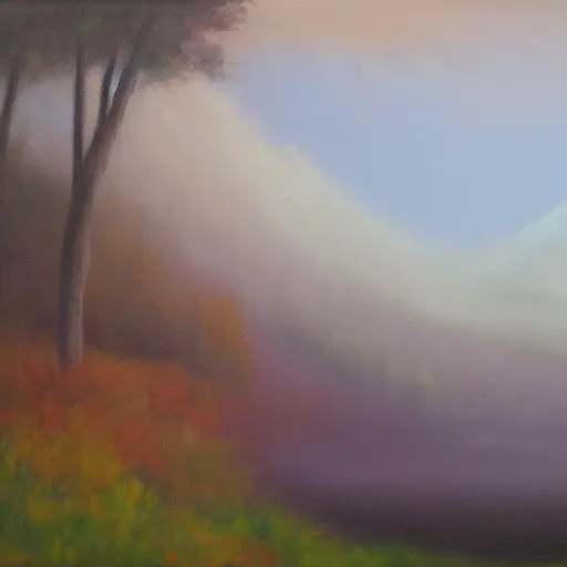 Image similar to oil painting of ethereal landscapes