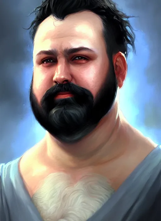 Image similar to a _ fantasy _ style _ portrait _ painting _ of white male short black hair chubby disconnected beard, rpg dnd oil _ painting _ unreal _ 5 _ daz. _ rpg _ portrait _ extremely _ detailed _ artgerm _ greg _ rutkowski _ greg