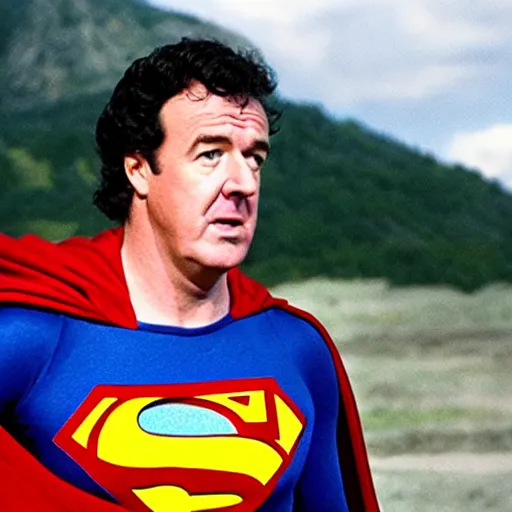 Image similar to film still of jeremy clarkson as superman