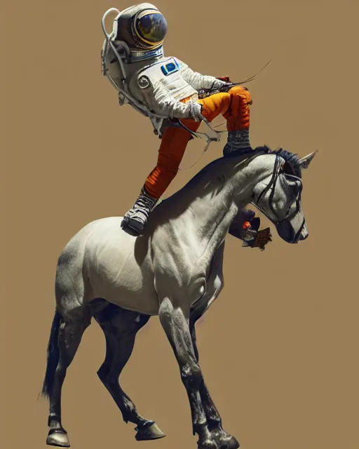 Prompt: lying horse sitting on top of astronaut, artstation