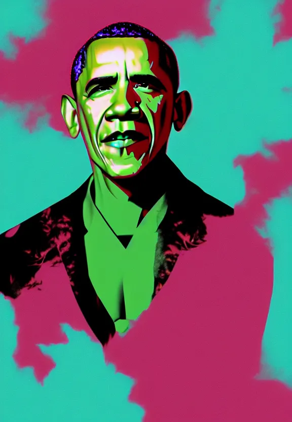 Prompt: Obama Hulk by Beeple with extra Andy Warhol influence