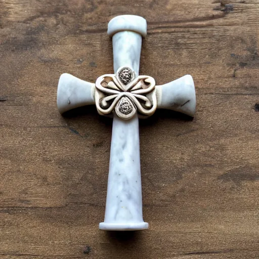 Prompt: handmade soapstone crosier