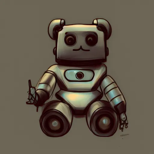 Image similar to a drawing of a robot with a teddy bear sitting on top of it, concept art by Kanbun Master, pixiv, furry art, concept art, toonami, sketchfab