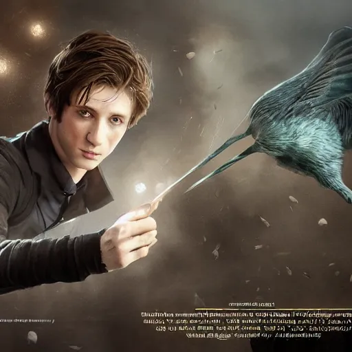 Image similar to hyperrealistic mixed media high resolution, scamander from harry potter with his creatures , stunning 3d render inspired art by István Sándorfi and Greg Rutkowski and Unreal Engine, perfect symmetry, dim volumetric lighting, 8k octane beautifully detailed render, post-processing, extremely hyper-detailed, intricate, epic composition, highly detailed attributes, highly detailed atmosphere, full body shot, cinematic lighting, masterpiece, no trending on artstation, very very detailed, masterpiece, stunning, flawless structure, lifelike texture, perfection,