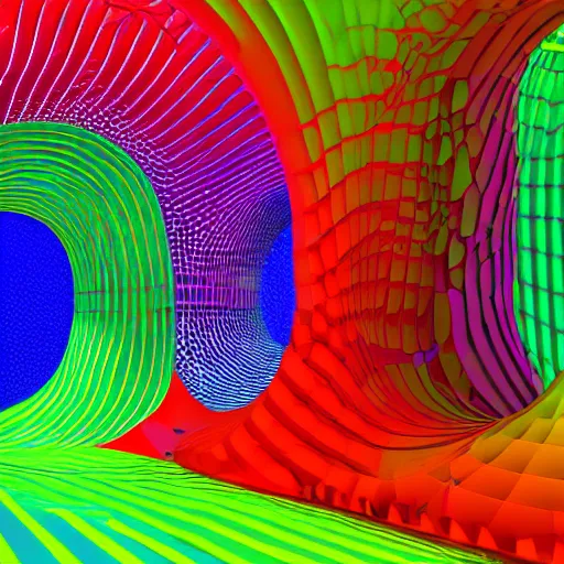 Prompt: Liminal space in outer space,colorful 3d parametric design