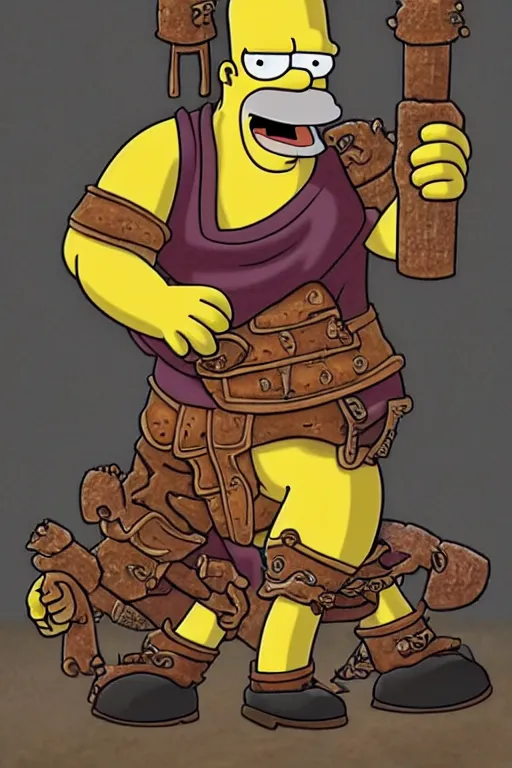 Prompt: Homer Simpson as Grommash Hellscream