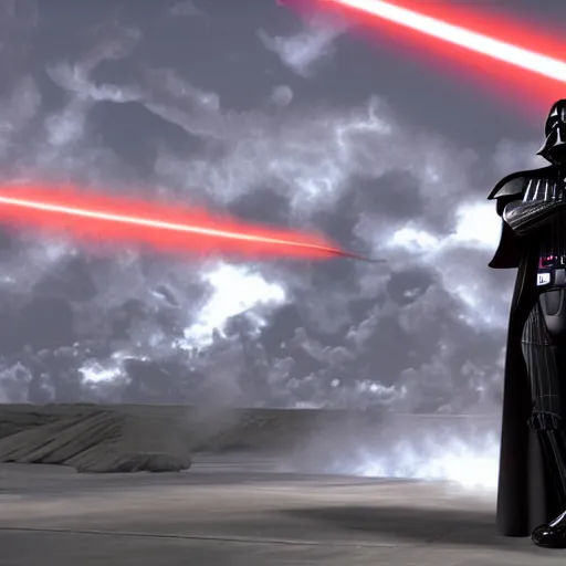 Prompt: darth vader, as an enemy on a still from kingdom hearts ii