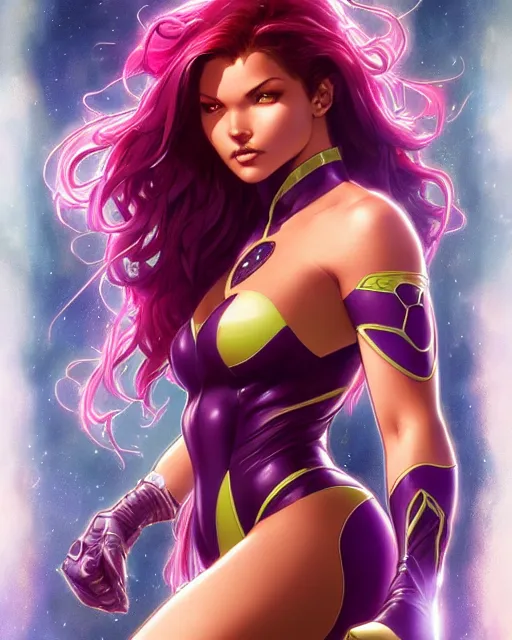 Image similar to ultra realistic illustration, danielle campbell as starfire anime, intricate, elegant, highly detailed, digital painting, artstation, concept art, smooth, sharp focus, illustration, art by artgerm and greg rutkowski and alphonse mucha and wlop