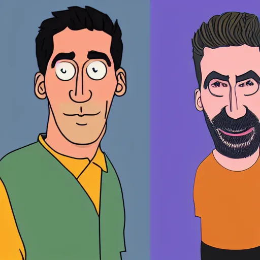 Image similar to bojack horseman style portrait of ross geller