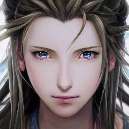Prompt: portrait of aerith!!!!!!!!! from final fantasy vii, water - color painting by amano yoshitaka, ultra realistic, highly detailed, sharp focus, cinematic lighting, mood lighting, realistic, vivid colors, painting, photorealistic, digital art, non blurry, sharp, smooth, illustration