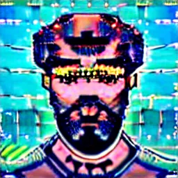 Prompt: internet avatar of a bearded geek man, in the style of Enki Bilal and Dan Mumford