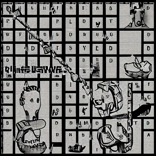 Prompt: infinite crossword puzzle, digital art, artstation