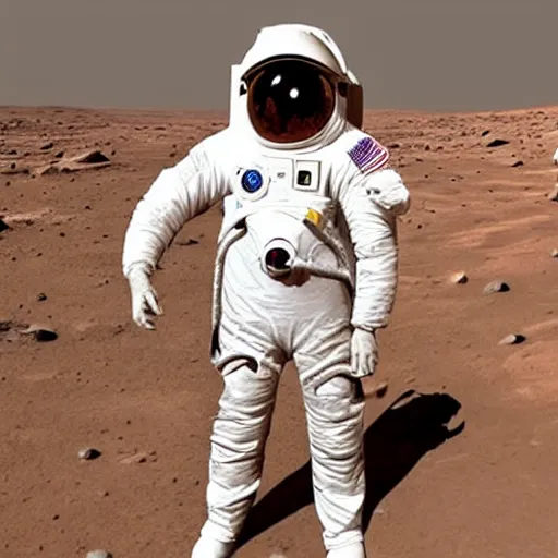 Prompt: elon musk with a space suit on mars