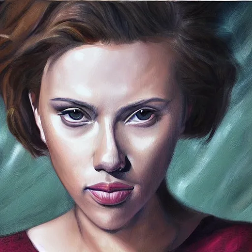 Image similar to realistic painting of scarlett johansson