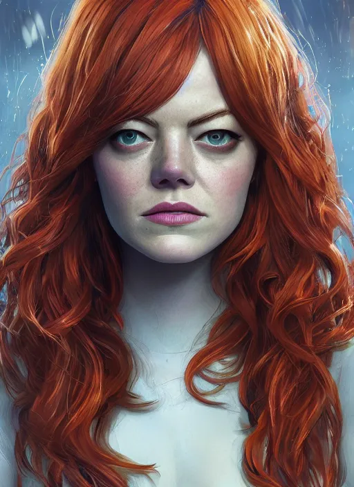 Prompt: portrait emma stone as cthulhu, hyper detailed, digital art, trending in artstation, cinematic lighting, studio quality, smooth render, unreal engine 5 rendered, octane rendered, art style by klimt and nixeu and ian sprigger and wlop and krenz cushart.