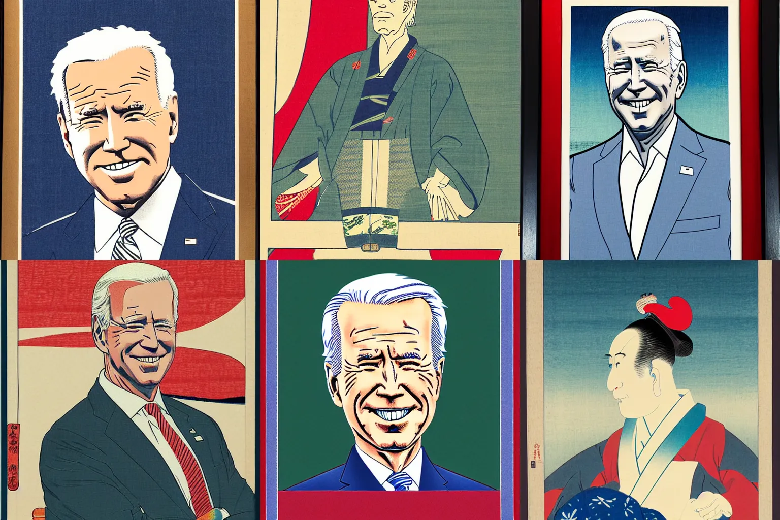 Prompt: Ukiyo-E portrait of Joe Biden