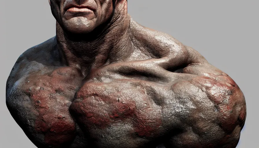 Image similar to Realistic hand painted bust of The Rock, hyperdetailed, artstation, cgsociety, 8k