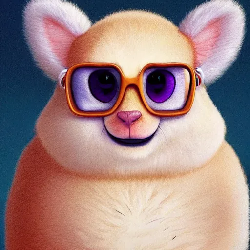 Image similar to cutie fluffy creature elton john, digital art, 3 d, octave render, masterpiece, mega detailed, pixar, disney, vivid illustration, cartoon, fantasy, by george stubbs, artgerm, in the style of ghibli kazuo oga, pastel fur