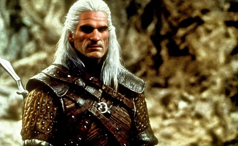 Image similar to a still of geralt of rivia in the dark crystal ( 1 9 8 2 ),