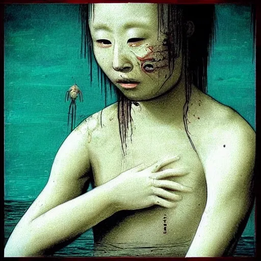 Image similar to “ a korean water zombie by leonardo da vinci ”