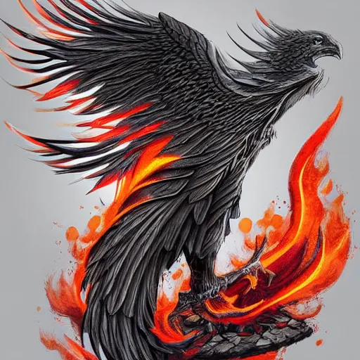 Image similar to artwork of a phoenix, highly detailed, artstation, smooth illustration, flames