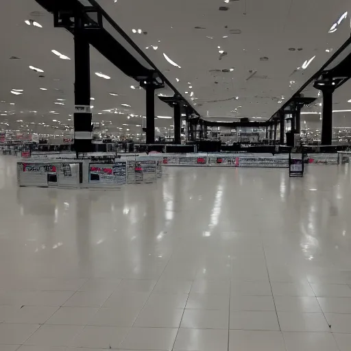 Prompt: empty sears with only one light on