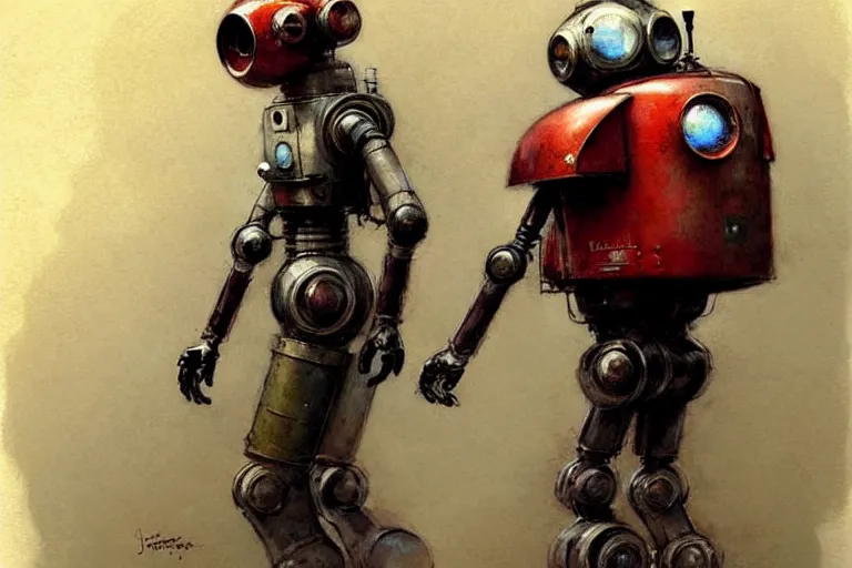 Image similar to adventurer ( ( ( ( ( 1 9 5 0 s retro future robot android robot delivery. muted colors. ) ) ) ) ) by jean baptiste monge!!!!!!!!!!!!!!!!!!!!!!!!! chrome red