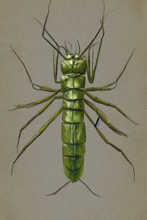 Prompt: mantodea, paper texture, by pandora sellars