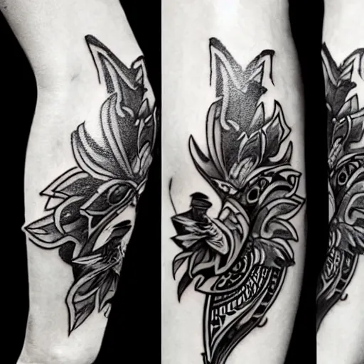 Image similar to a photo off a full body tattoo in the style of neo tribal