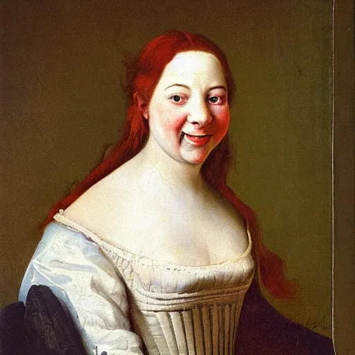 Prompt: portrait of a young woman with a happy face in the year 1667 by Ferdinand Bol